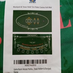 Texas Hold'em & Blackjack Poker Casino Mat